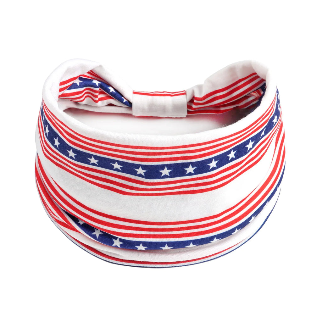 American flag yoga sports headband, Independence Day wide running fitness sweat-absorbing headband, elastic knotted headscarf