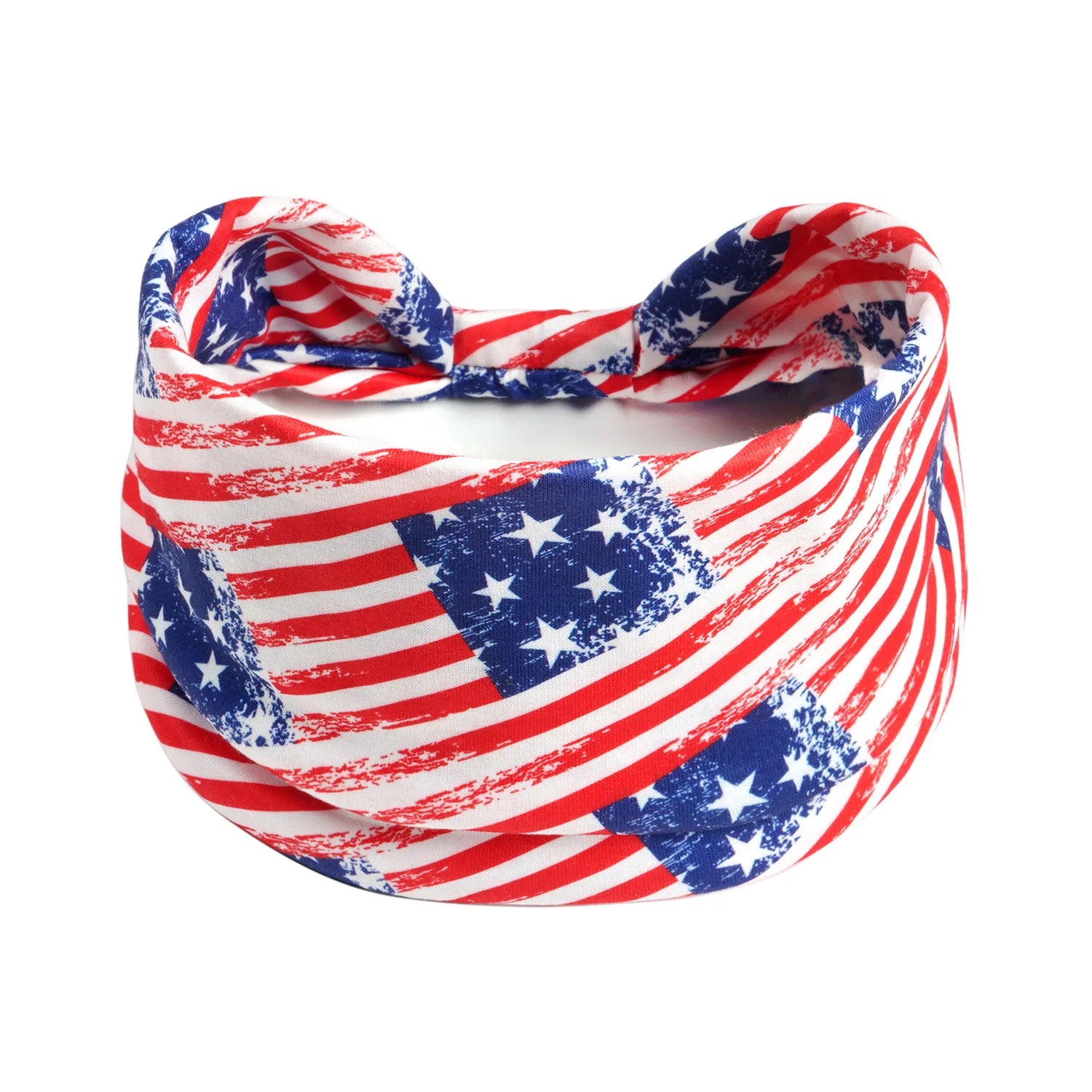 American flag yoga sports headband, Independence Day wide running fitness sweat-absorbing headband, elastic knotted headscarf