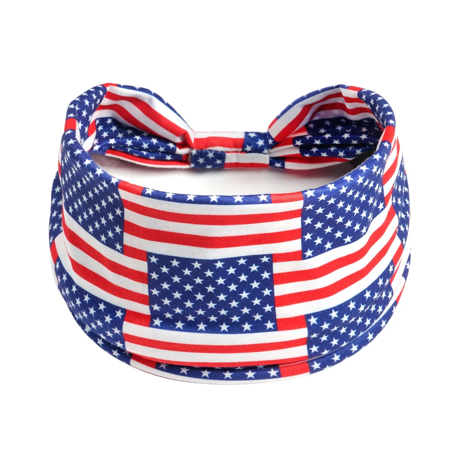 American flag yoga sports headband, Independence Day wide running fitness sweat-absorbing headband, elastic knotted headscarf