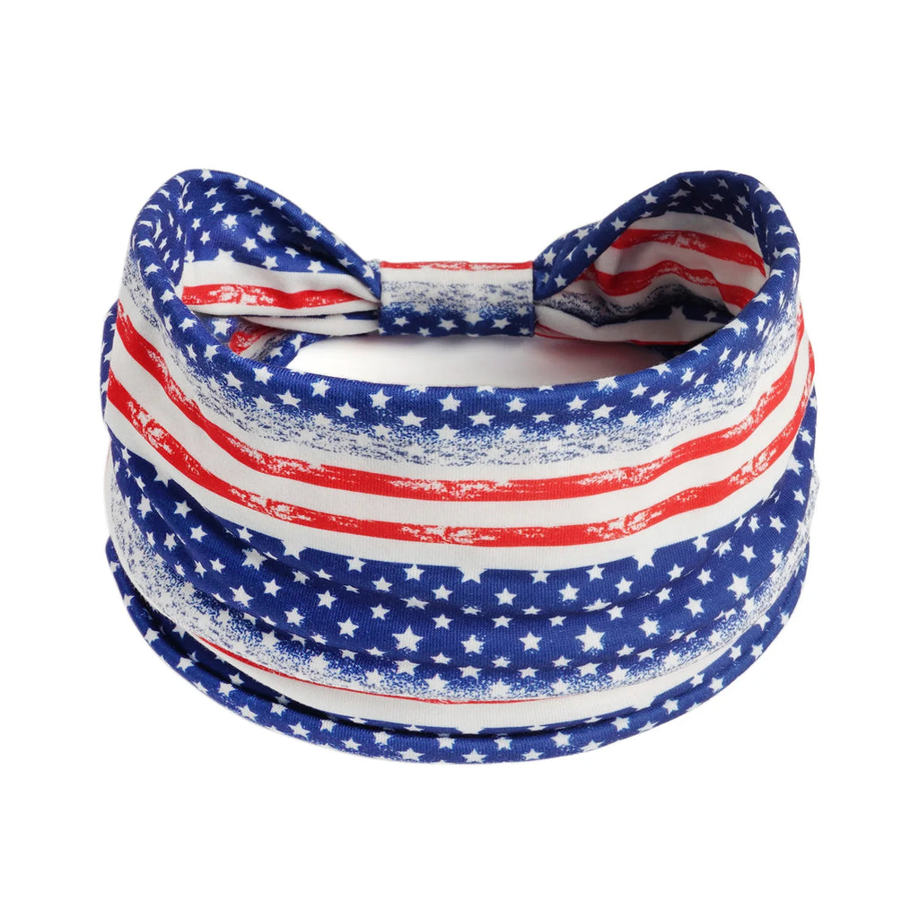 American flag yoga sports headband, Independence Day wide running fitness sweat-absorbing headband, elastic knotted headscarf