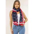 Fashion American Flag Oblong Scarfs Patriotic Stars Print Shawl Voile Soft Wrap Geometric Stripes Scarf