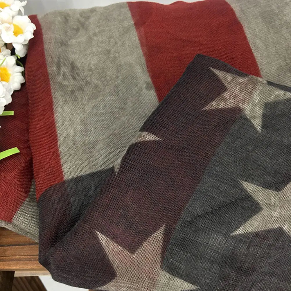 Women American National Flag Pattern Printing Scarf Elegant Tippet Warm Wrap Shawl for Ladies and Girls (Grey 200x100)