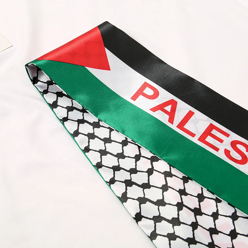 New Palestine Flag Scarf Shawls Arab Thin Long Stoles Palestinian Hatta Kufiya Keffiyeh Large Scarves With Tassel Neckerchief