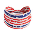American flag yoga sports headband, Independence Day wide running fitness sweat-absorbing headband, elastic knotted headscarf