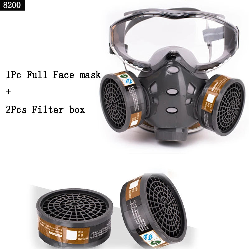 Full Face Gas Mask With Safety Glasse Spray Paint Chemical Pesticide Decoration Formaldehyde Anti-Dust With Filter Respirator