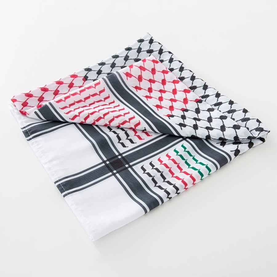 Classic Palestine Black White Keffiyeh Square Print Men Scarf Shemagh Headscarf Islam Arab Head Neck Scarves