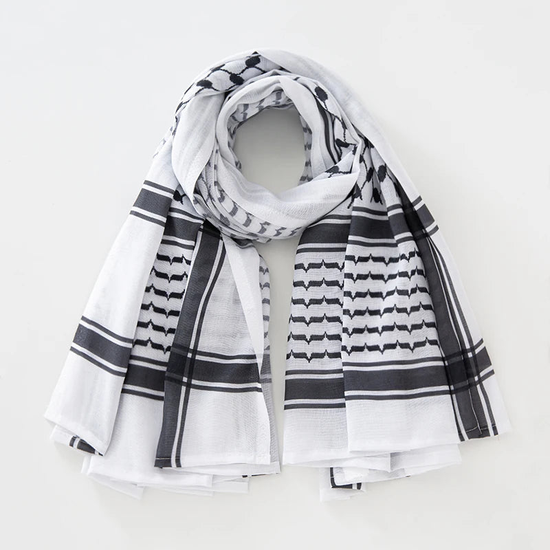 Classic Palestine Black White Keffiyeh Square Print Men Scarf Shemagh Headscarf Islam Arab Head Neck Scarves