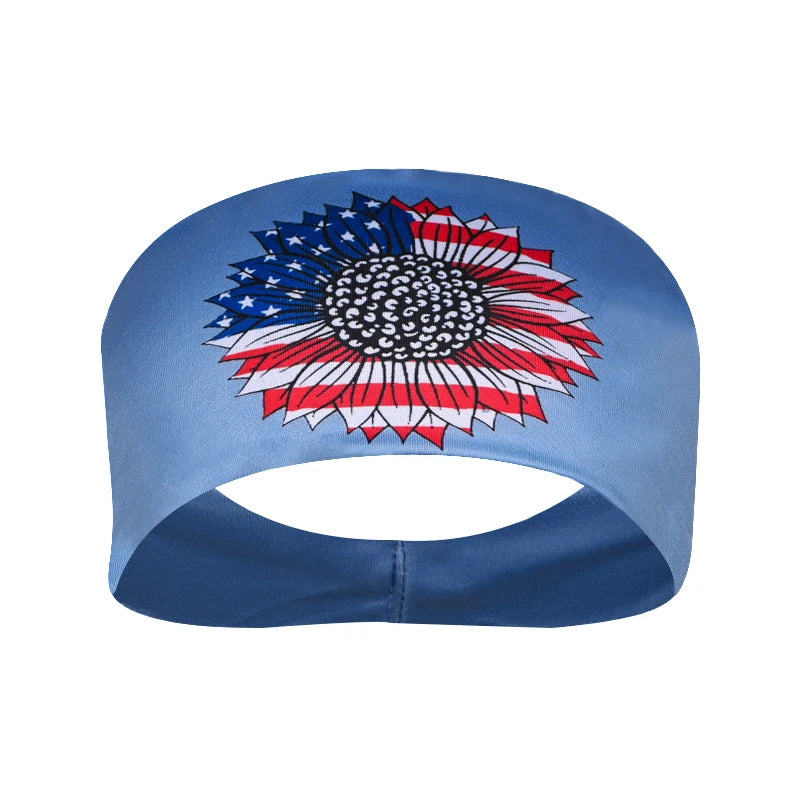 American Flag Headband Men Women Sports Workout No Slip Elastic Patriotic Hair Bands Wicking Sweatbands For Exercise Running Gym